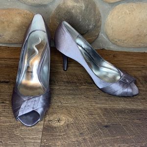 Nina grey satin heels